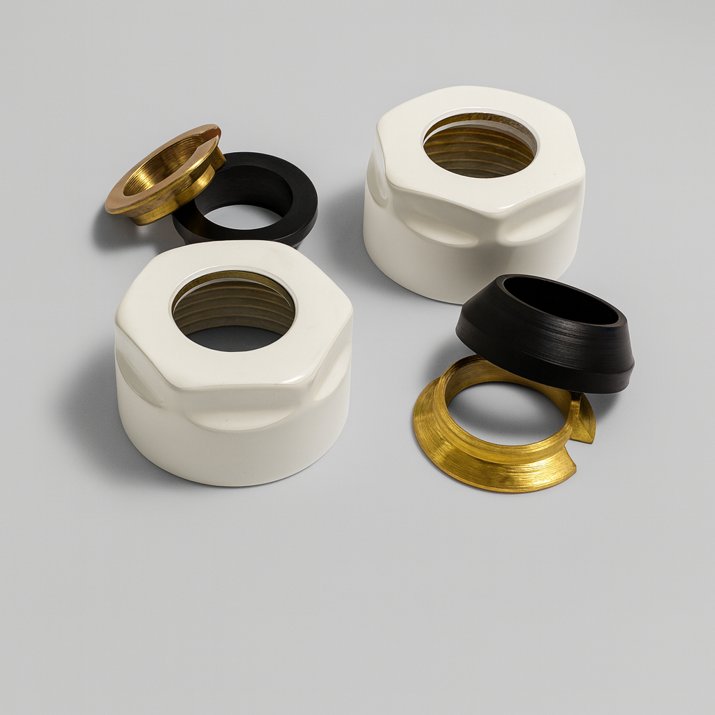2er-Set Anschlussadapter 15 mm Kupferrohr 3/4'' - Weiß für Heizkörper-Hahnblock (Klemmringverschraubung)