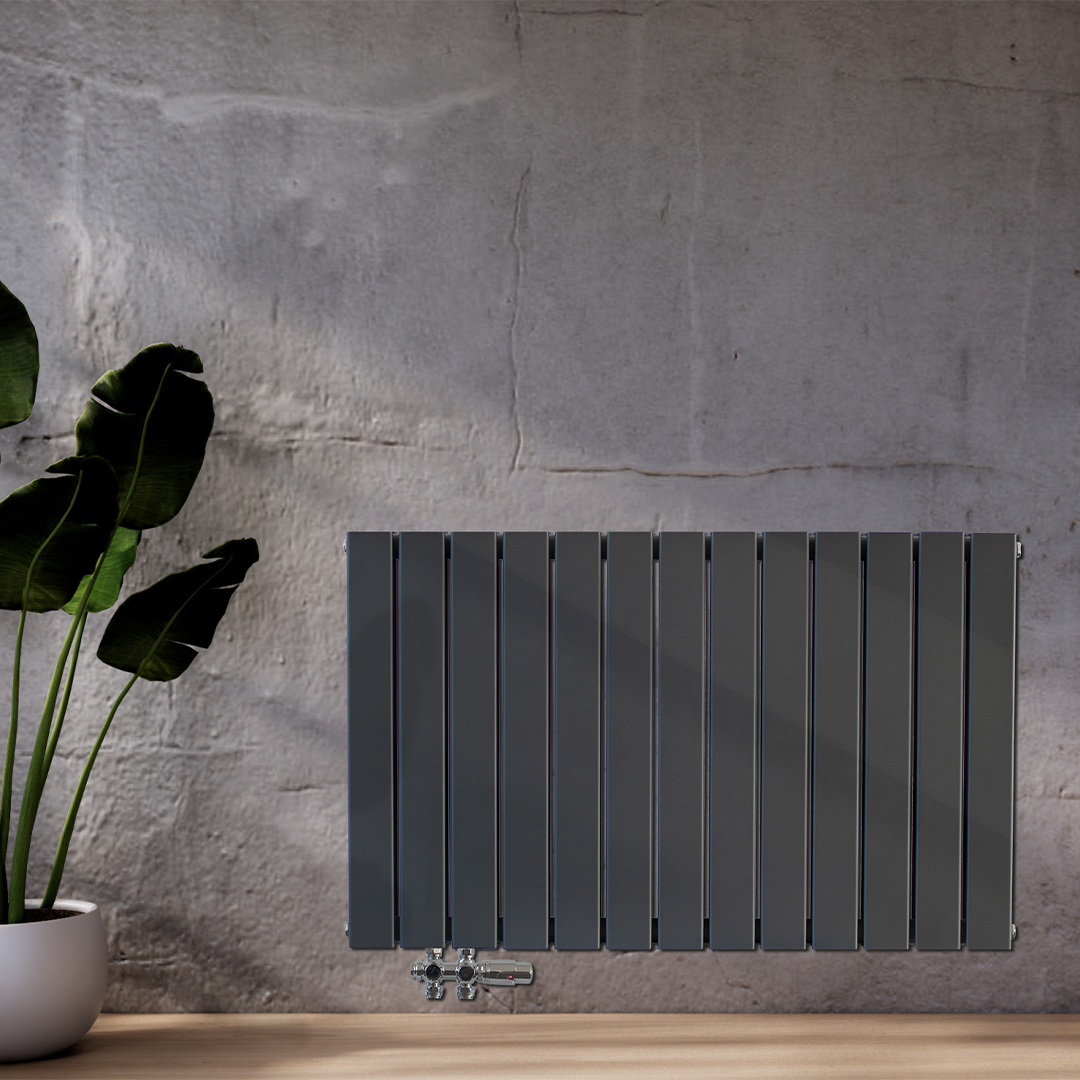 Paneel-Heizkörper Modell "Heatline" Anthrazit Horizontal Doppellagig