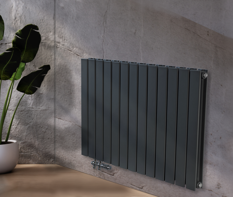 Paneel-Heizkörper Modell "Heatline" Anthrazit Horizontal Doppellagig