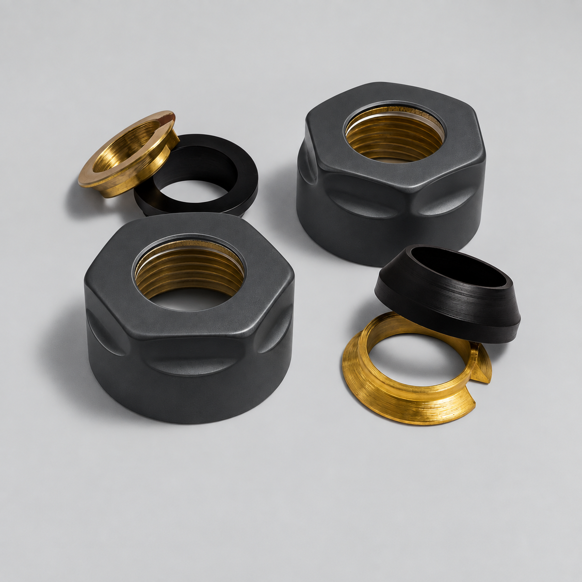 2er-Set Anschlussadapter 15 mm Kupferrohr 3/4'' - Anthrazit für Heizkörper-Hahnblock (Klemmringverschraubung)
